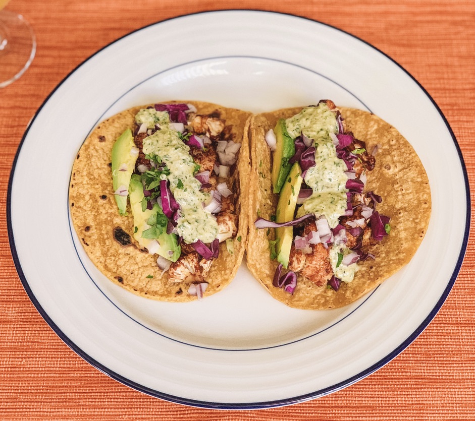 Vegan Recipe - BBQ Cauliflower Tacos - Dishing Out Health