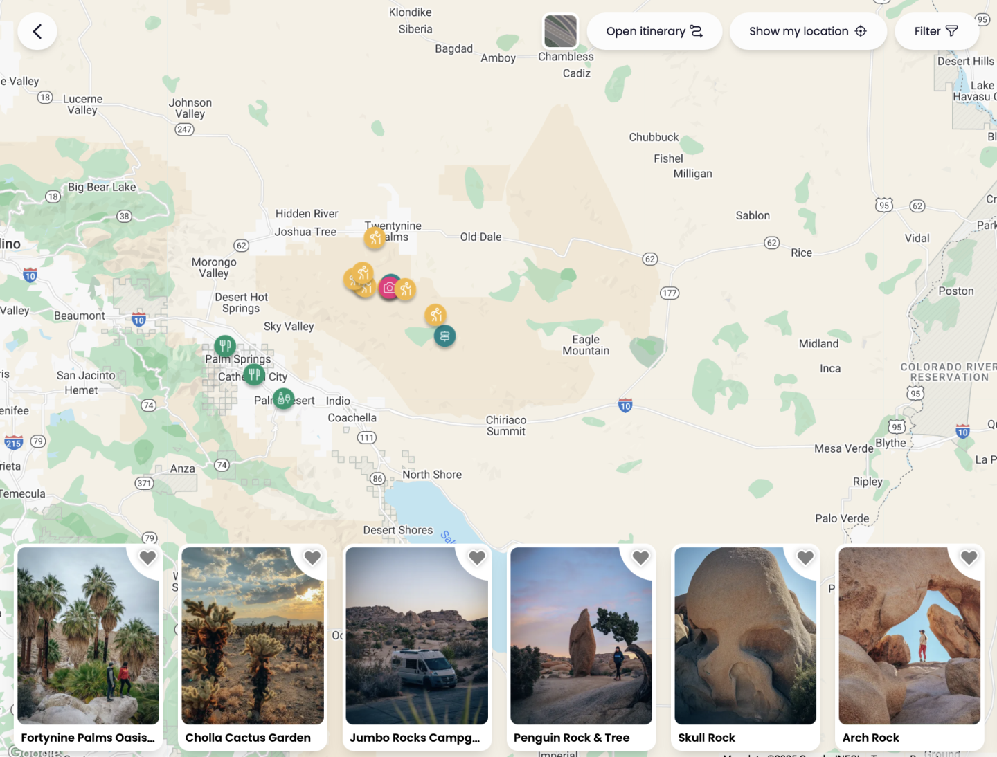Map of Joshua Tree National Park