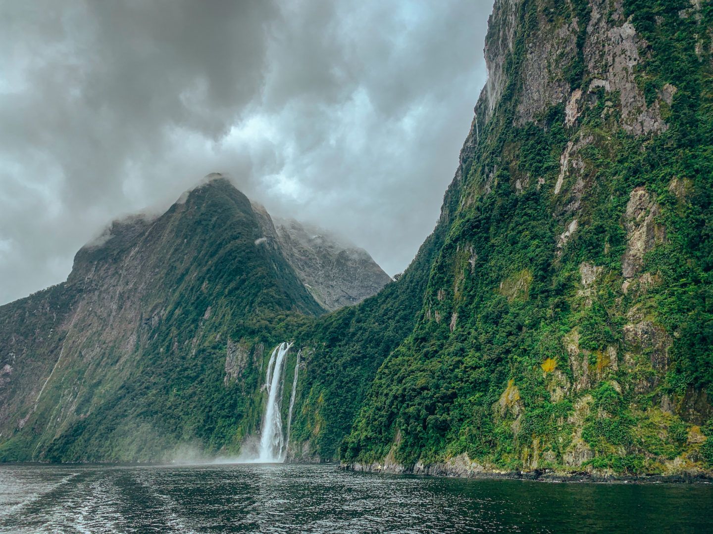 Waterfall at Milford Sound - New Zealand