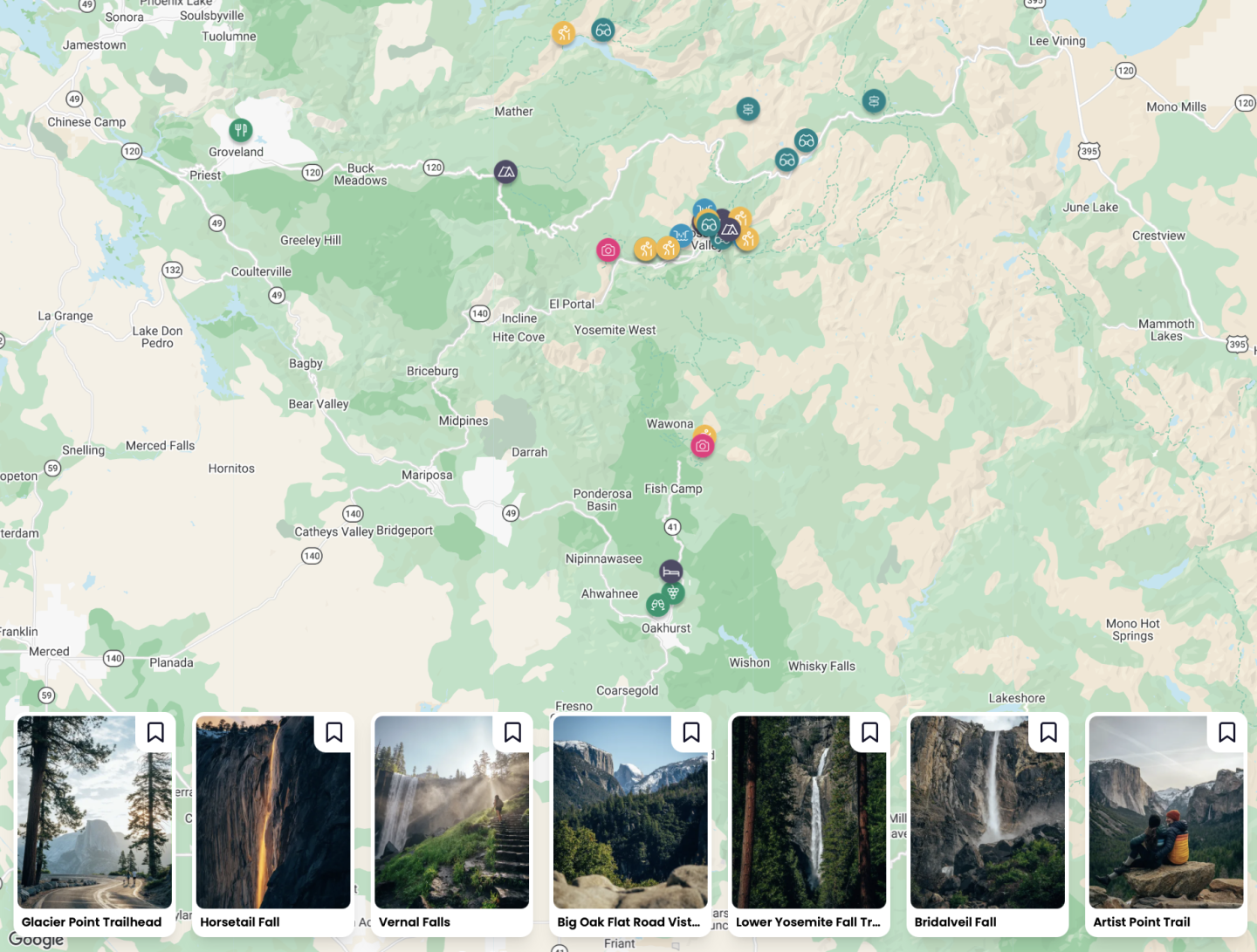 Bucket List Map of Yosemite National Park