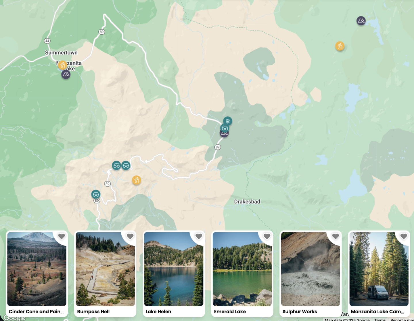 Map of Lassen Volcanic National Park