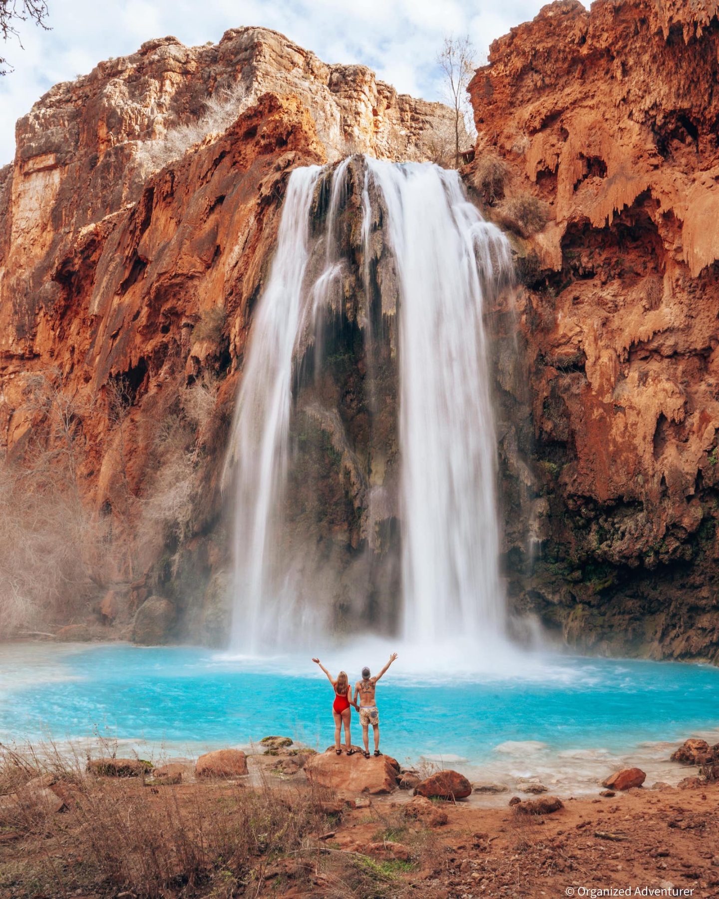 Tim and Sarah from Organized Adventurer at Havasuipai Falls - Grand Canyon, Arizona