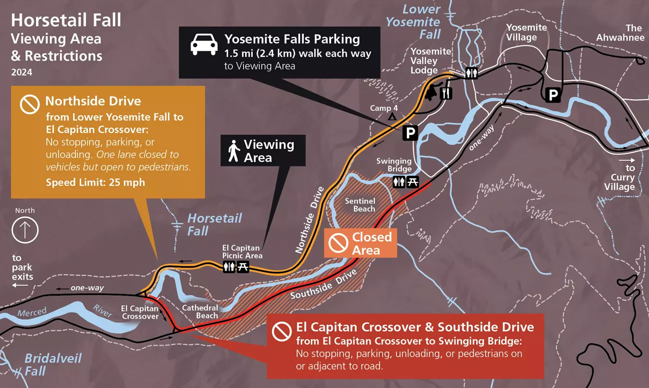 Yosemite Firefall - View Area & Restrictions from NPS site