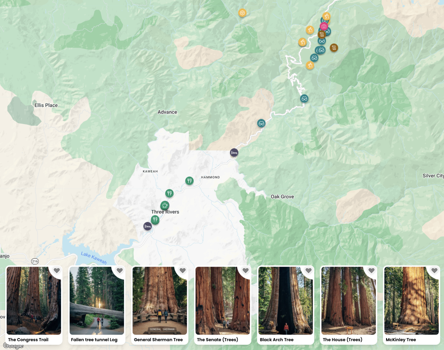 Map of Sequoia National Park - Ultimate Bucket List Guide to California