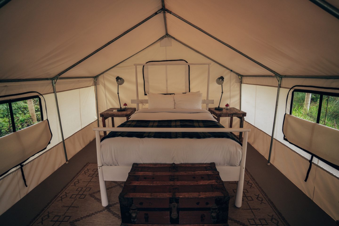 Inside safari tent - Mendocino Grove, Mendocino