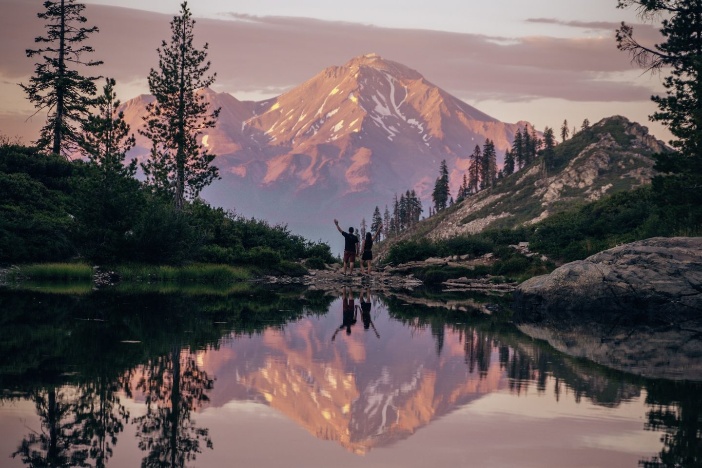 Reflection of Mount Shasta on Heart Lake - Mount Shasta, California