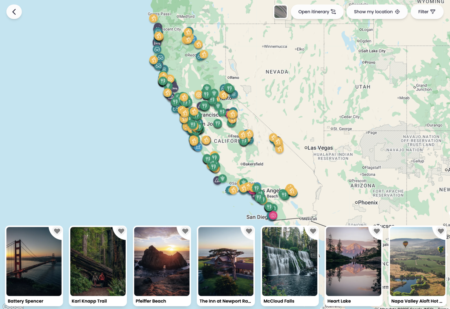 California Bucket List Map & Guide