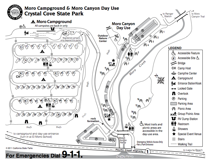 Map of Moro Campground - Crystal Cove State Park California