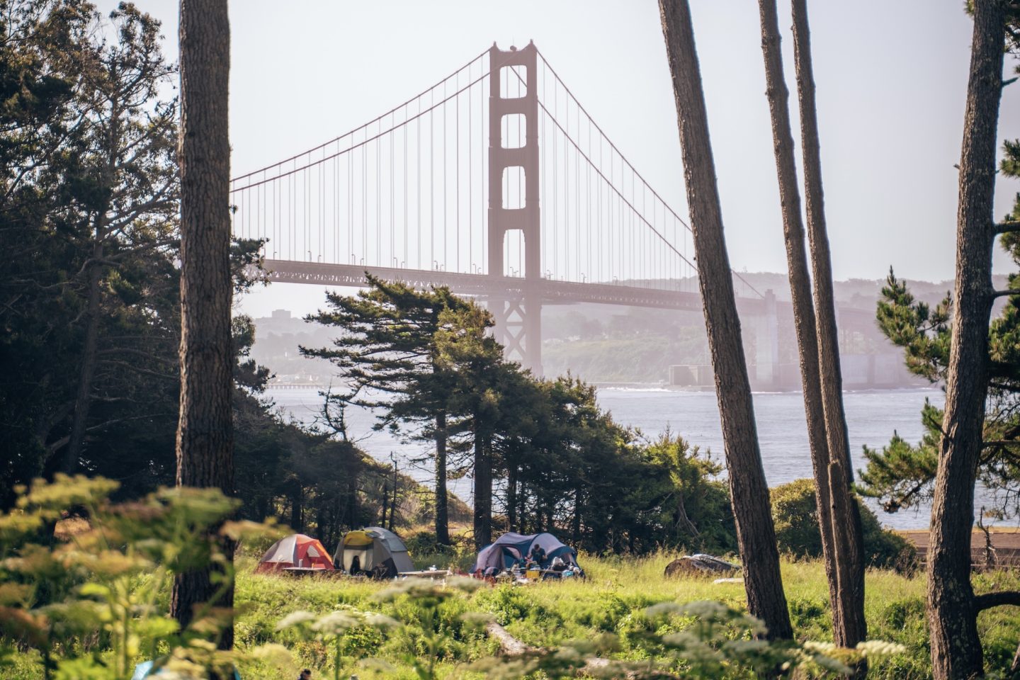 CAMPING UNDER THE GOLDEN GATE BRIDGE: KIRBY COVE CALIFORNIA