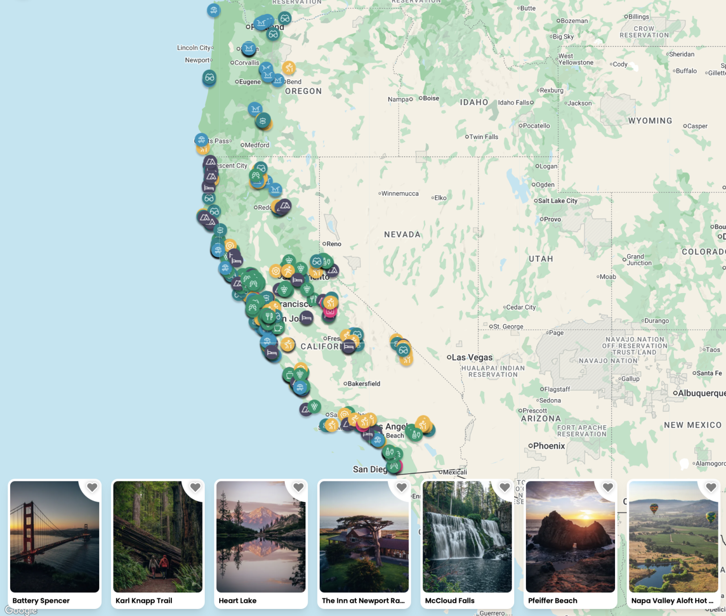 California bucket list map & guide