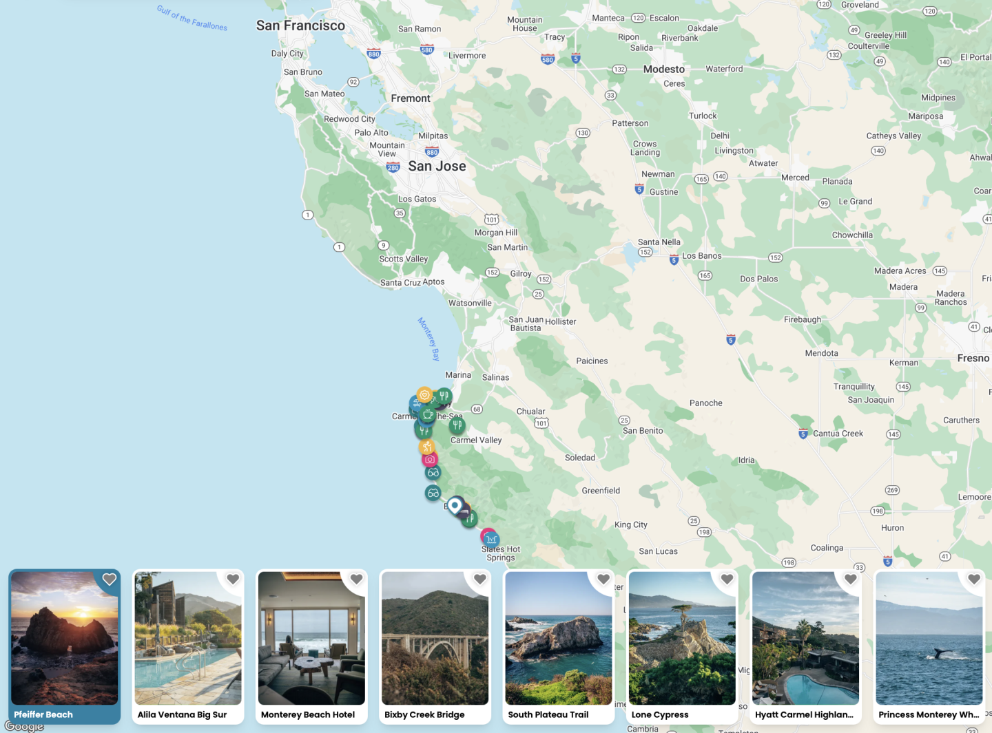 Map of Big Sur, California