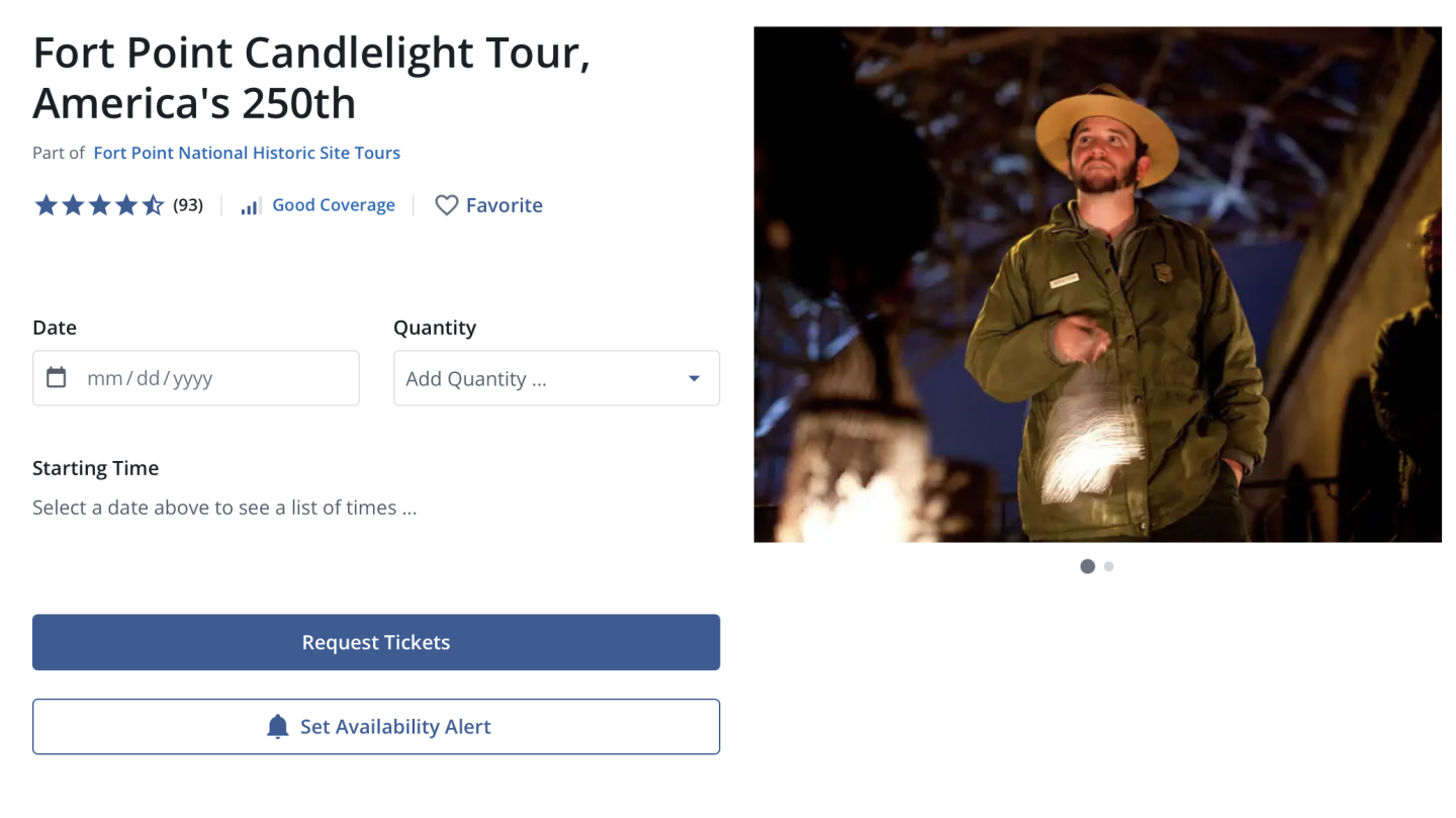 Lantern Tour reservations on Recreation.gov