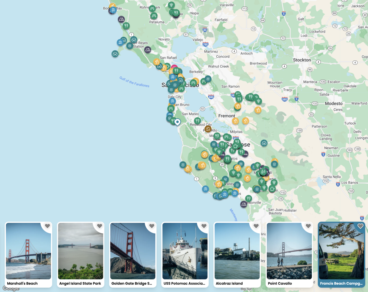 MAP OF THINGS TO DO AROUND HALF MOON BAY STATE BEACH