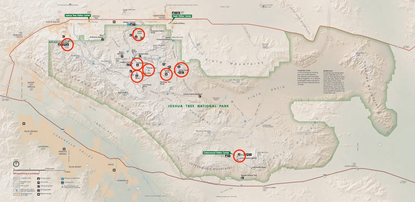 Map of Joshua Tree National Park Campgrounds - NPS