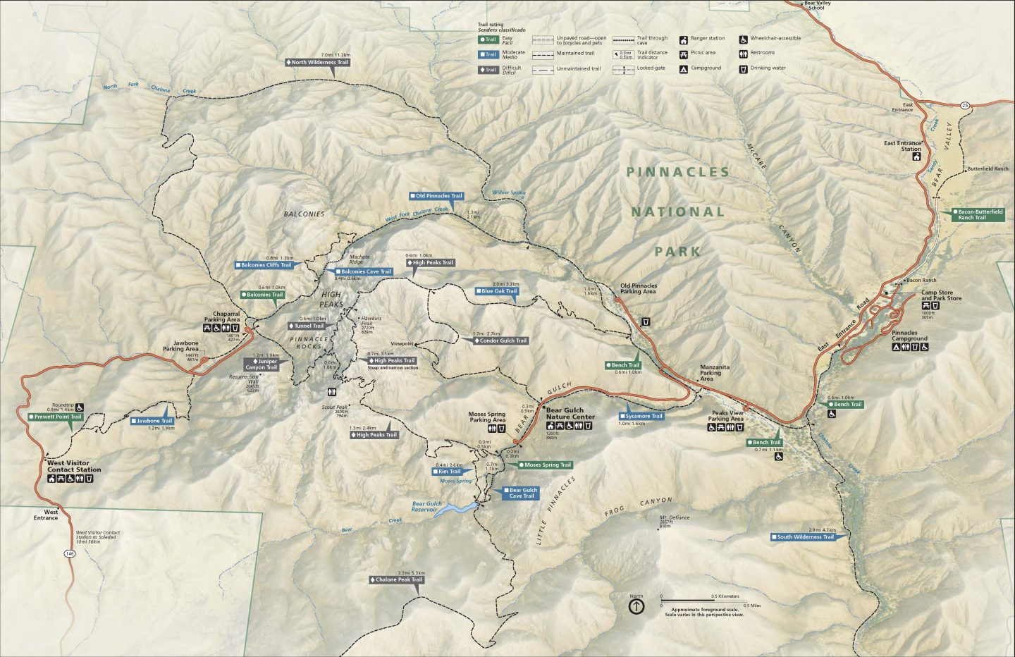 Pinnacles National Park Brochure Map