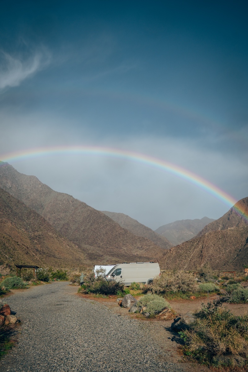 Rainbow over Borrego Palm Canyon Campground