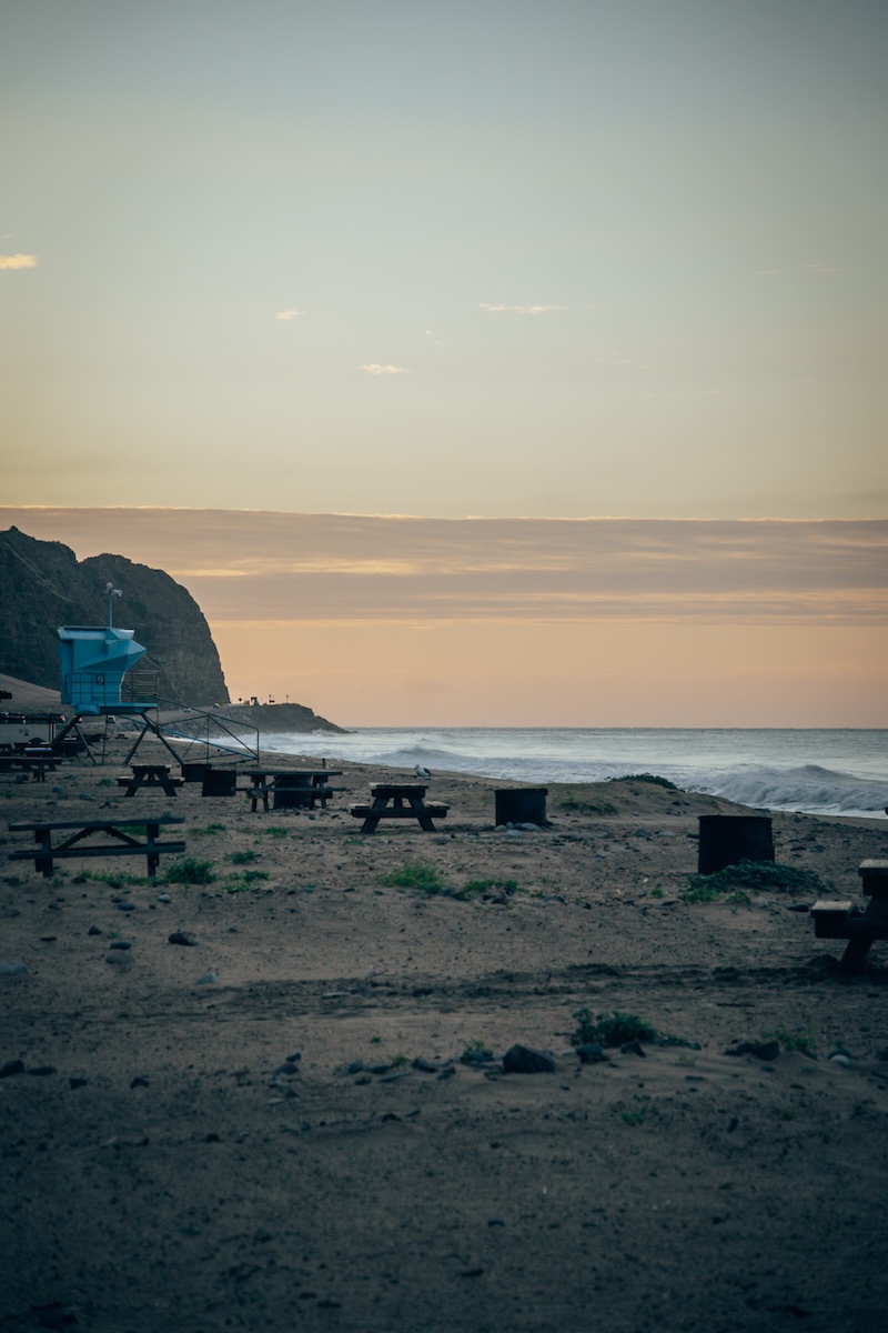 Beachy picnic tables at Thornhill Broome Campground